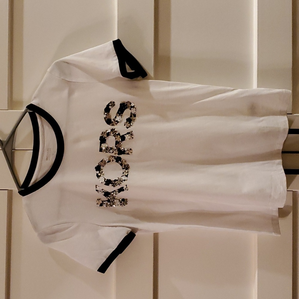 NWOT Authentic Michael Kors Tee Shirt Floral Emblishment
